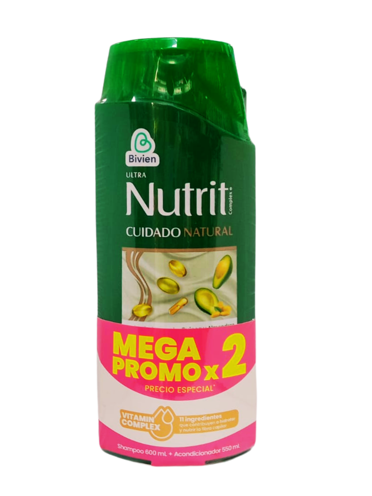 SHAMPO + ACOND CUIDADO NATURAL AGUACATE X 550 NUTRIT