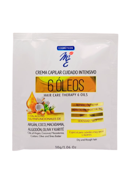 CREMA CAPILAR 6 OLEOS CUIDADO INTENSIVO RETIRAR X 30 ML MYE