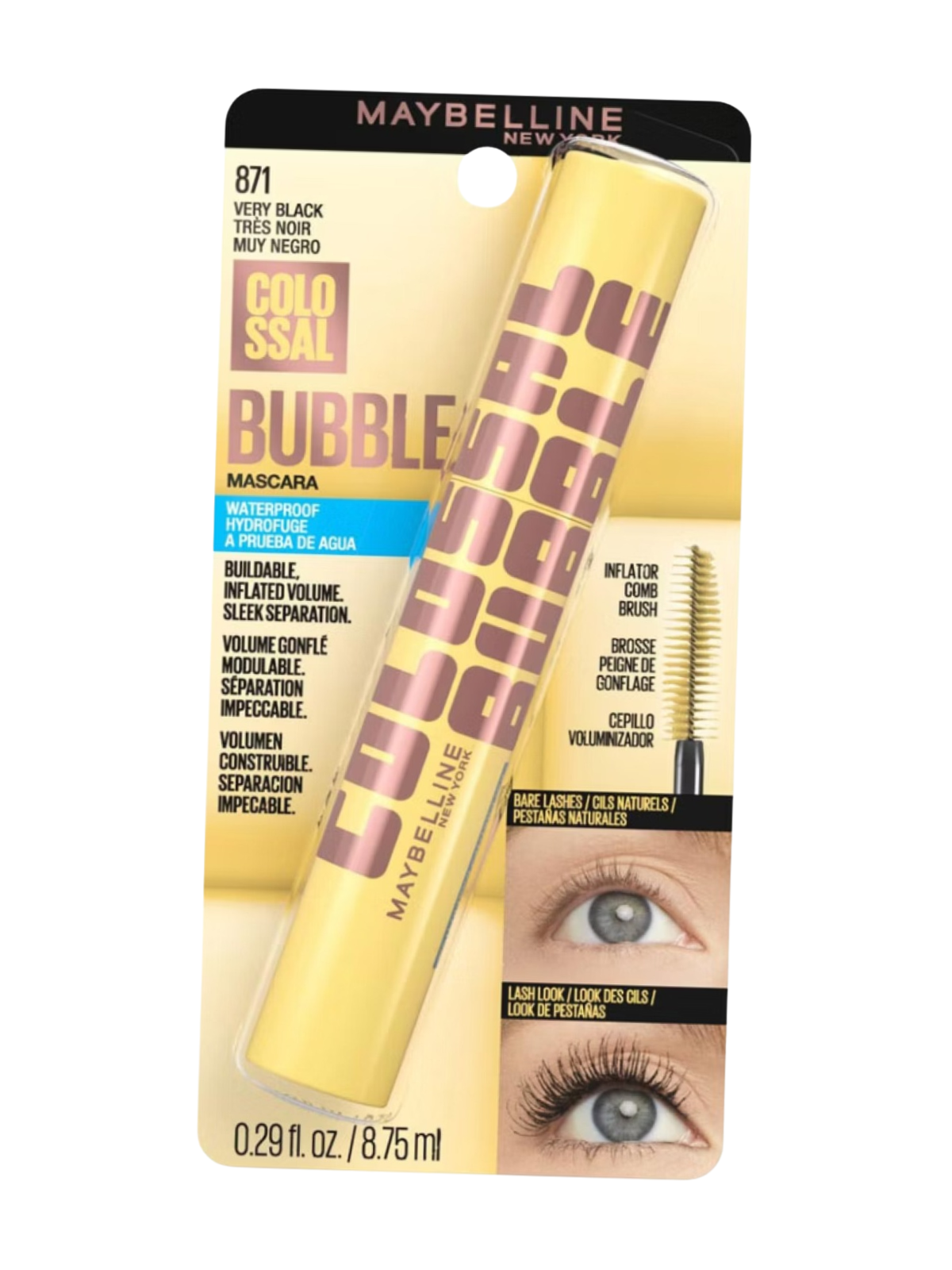 PESTAÑINA COLOSSAL BUBBLE A PRUEBA DE AGUA VERY BLACK 871 MAYBELLINE LOREAL