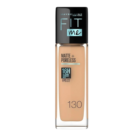 BASE FIT ME MATE + PORELESS 130 PIEL GRASA X 30 ML MAYBELLINE LOREAL