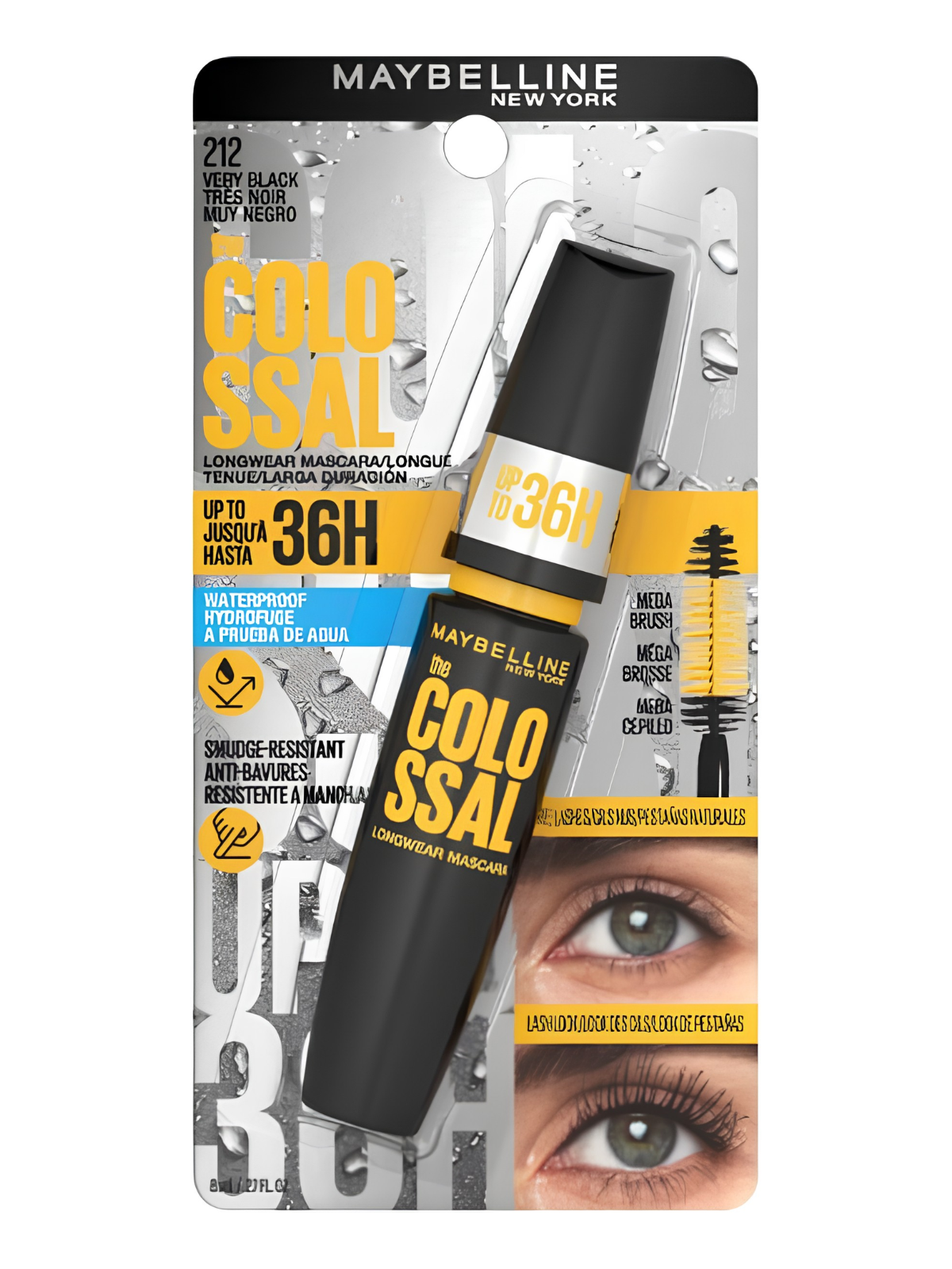 PESTAÑINA UP TO 36 HR 212 VERY BLACK COLOSSAL MAYBELLINE LOREAL