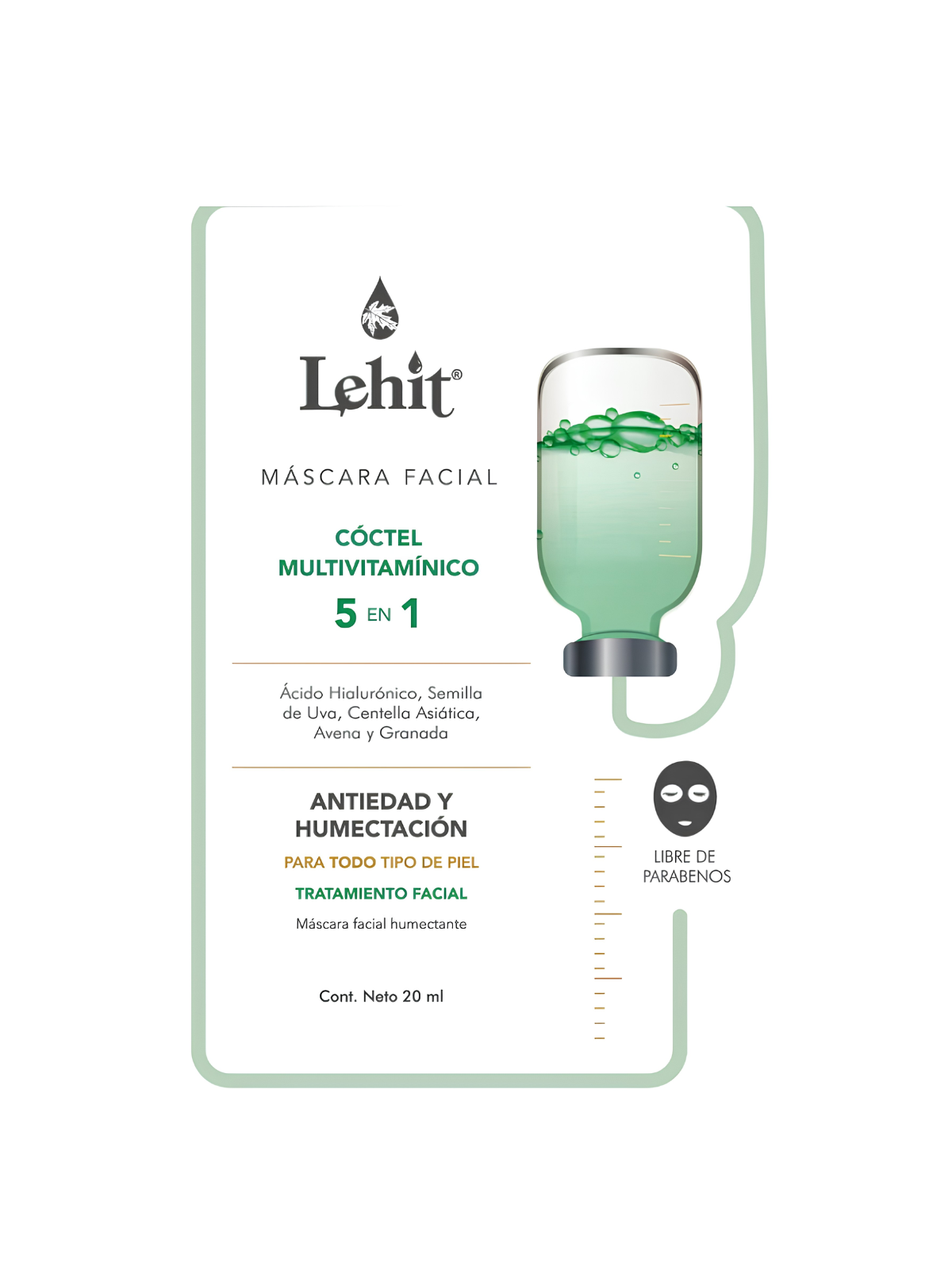 MASK VELO FACIAL COCTEL 5 EN 1 X 20 ML LEHIT