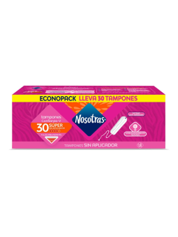 TAMPONES SIN APLICADOR SUPER X 30 NOSOTRAS