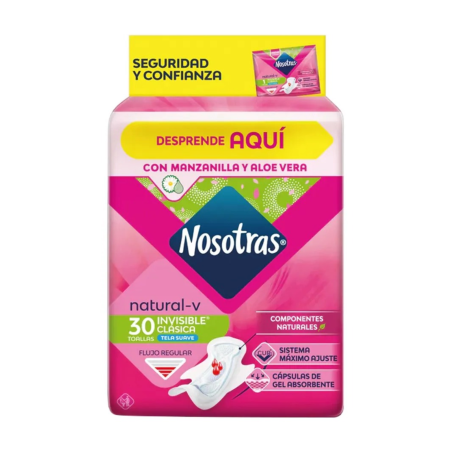 TOALLAS HIGIENICAS INVISIBLE CLASICA X 30 NOSOTRAS