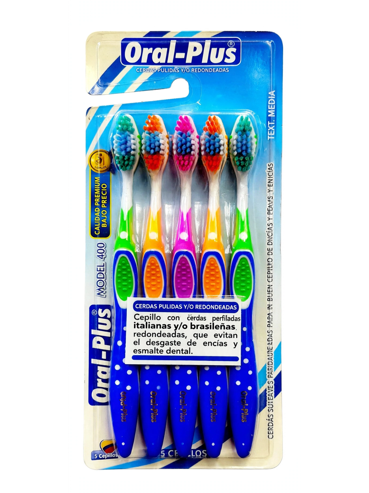 CEPILLO 400 MEDIO X 5 UND ORAL PLUS