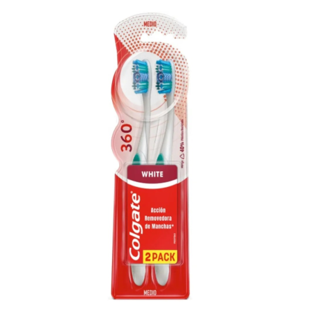 CEPILLO 360 MEDIO LUMINOUS WHITE X 2 UND COLGATE