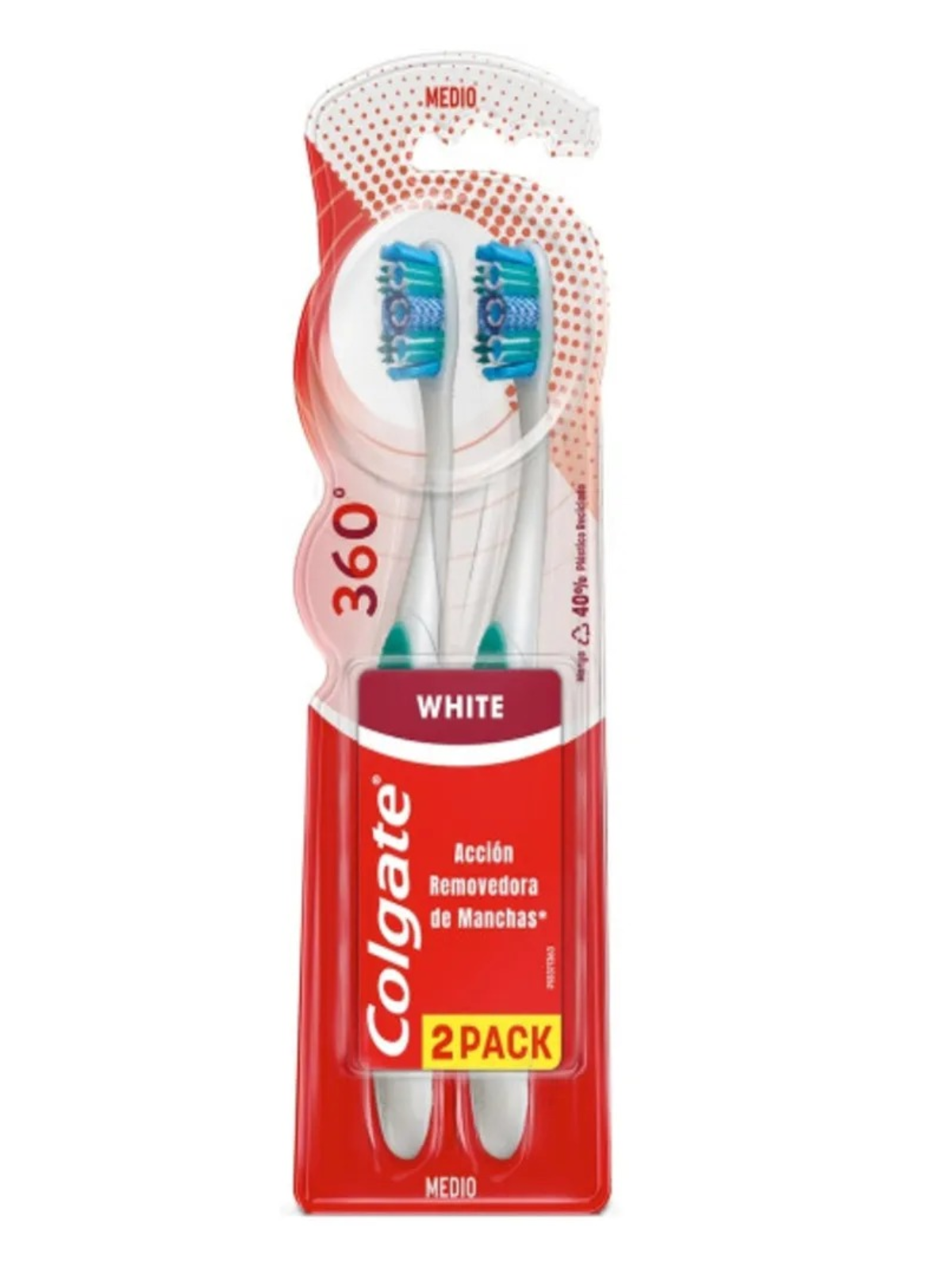 CEPILLO 360 MEDIO LUMINOUS WHITE X 2 UND COLGATE