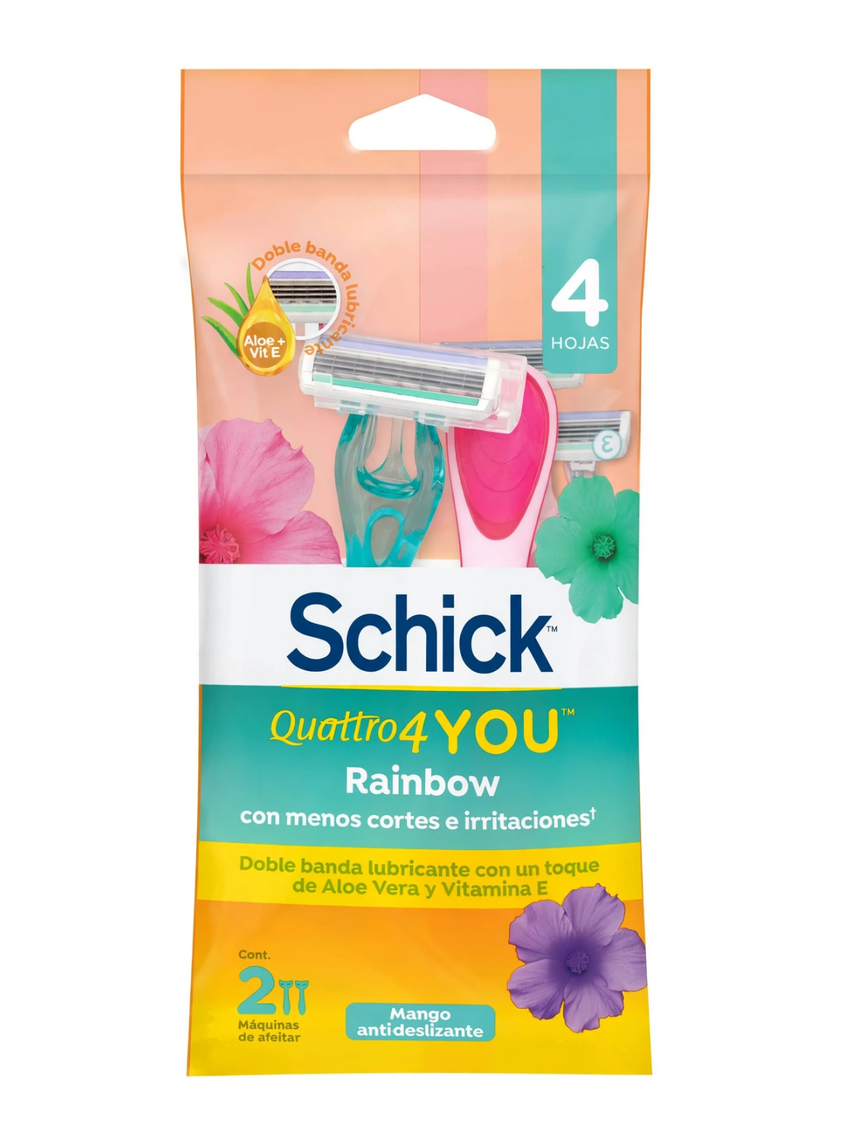 PRESTOBARBA SCHICK QUATTRO YOU RAINBOW X 2 UND