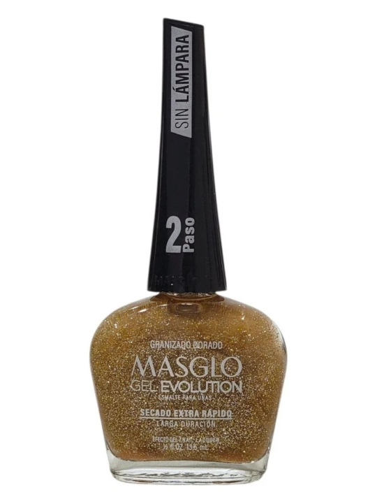 ESMALTE GEL EVOLUTION GRANIZADO DORADO MASGLO