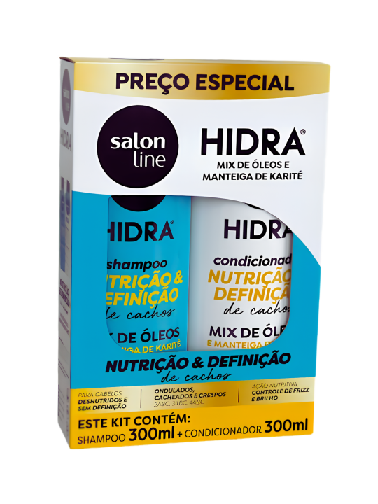 KIT SHAMPO + ACOND X 300 HIDRA MIX DE OLEOS NUTRICION Y DEFINICION 32426 SALON LINE