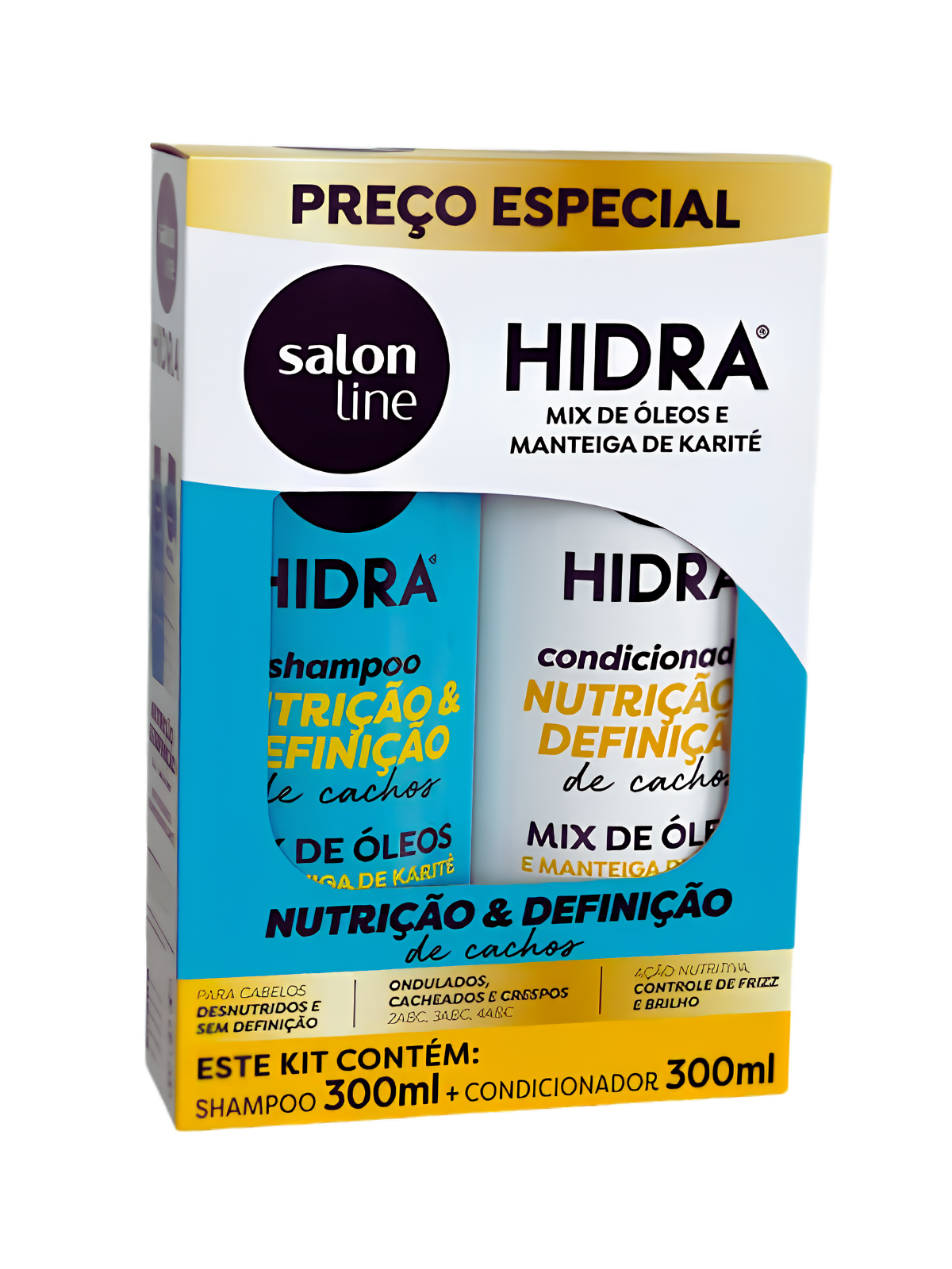 KIT SHAMPO + ACOND X 300 HIDRA MIX DE OLEOS NUTRICION Y DEFINICION 32426 SALON LINE